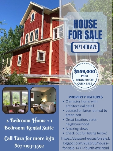 PRICE REDUCED! Character home /w rental suite for sale in Dawson Image# 1