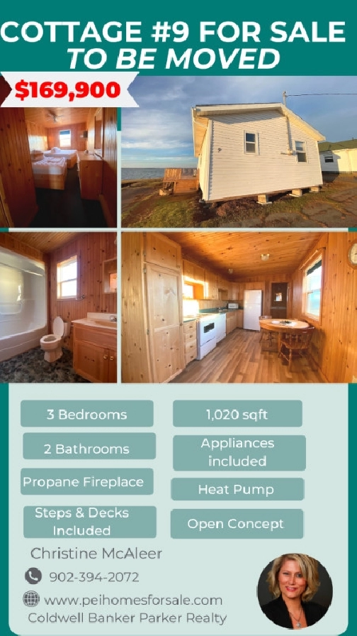 Gorgeous 3 Bedroom, 2 Bathroom Cottage To Be Moved in Charlottetown,PE - Houses for Sale