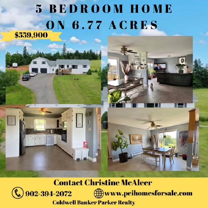 5 Bedroom Home on 6.77 Acres. in Charlottetown,PE - Houses for Sale