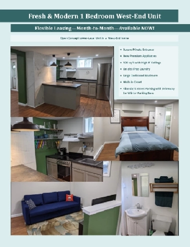Month-to-Month: Fresh Fully Furnished 1-Bdrm Unit: West End Image# 1