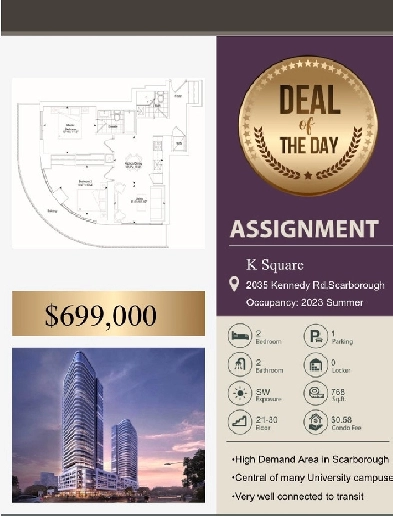 Assignment Sale - K- Square Condo In Scarborough Image# 1