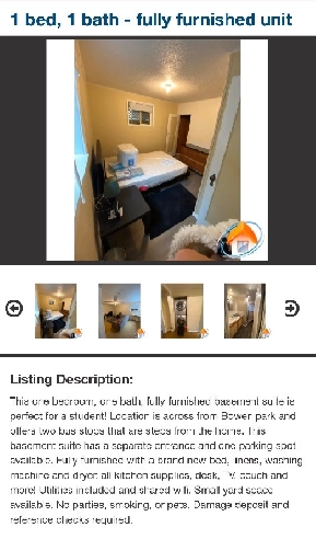 1 bed, 1 bad rental near VIU - fully furnished Image# 1