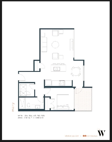 1 bedroom/ 1 bathroom apartment