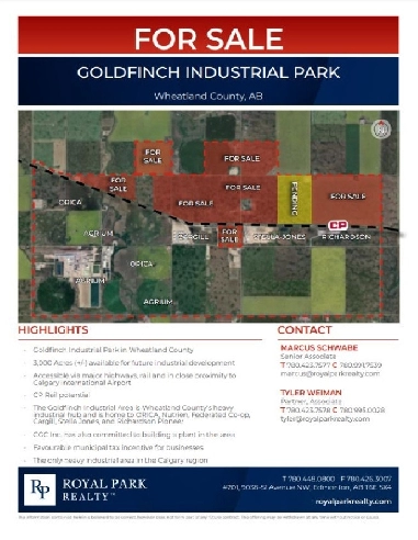 LAND FOR SALE IN GOLDFINCH INDUSTRIAL PARK, WHEATLAND COUNTY Image# 1