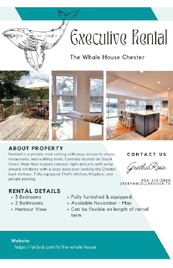 Chester Village Waterview Executive Rental November to May in