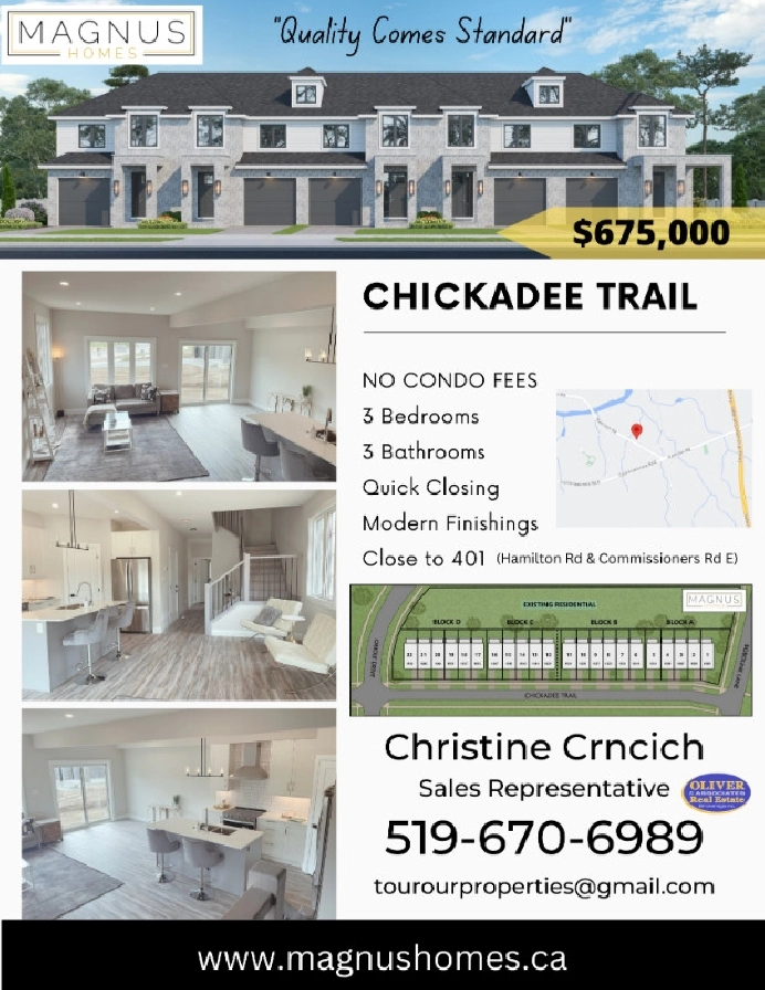 Townhomes with NO Condo fees (You own it) in Old Victoria London in London,ON Houses for Sale