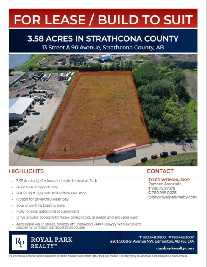 FOR SALE / LEASE - 3.58 ACRES IN STRATHCONA COUNTY in Edmonton,AB - Land for Sale