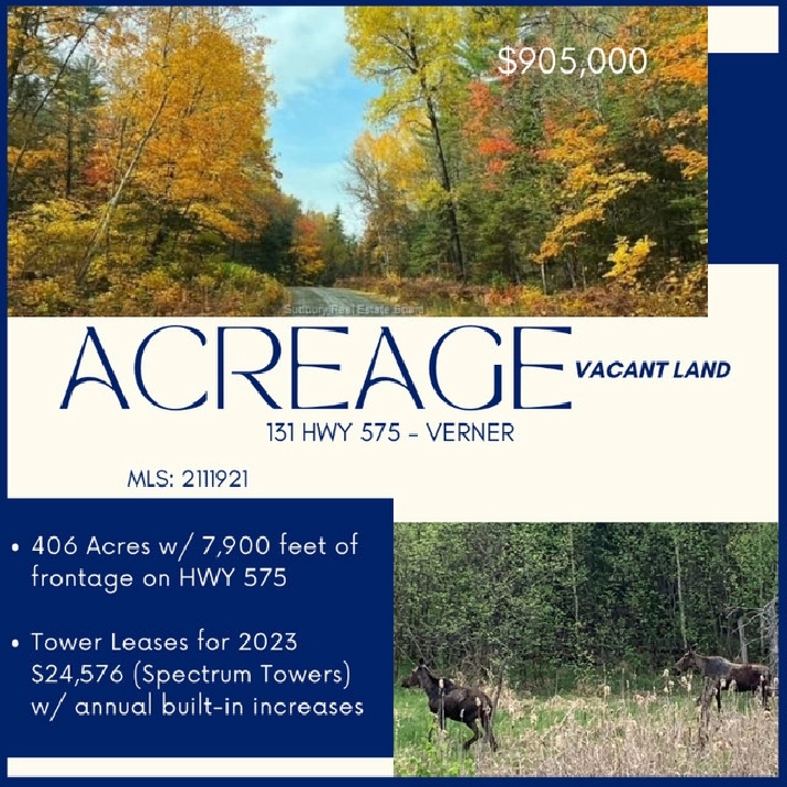 ACREAGE FOR SALE-Verner, ON in City of Toronto,ON - Land for Sale