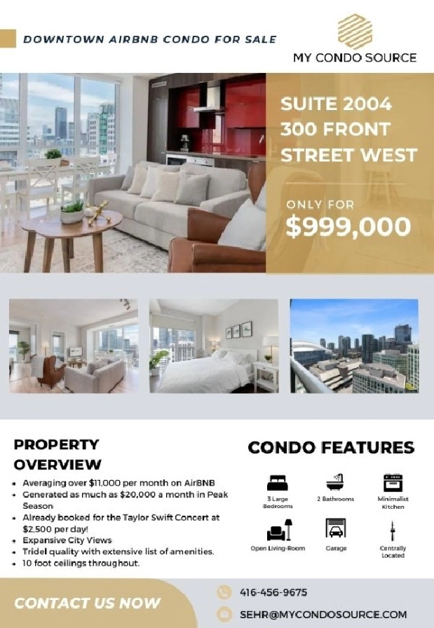 DT CONDO - Short Term Rental Earn $63k/Year Positive Cashflow in City of Toronto,ON - Condos for Sale