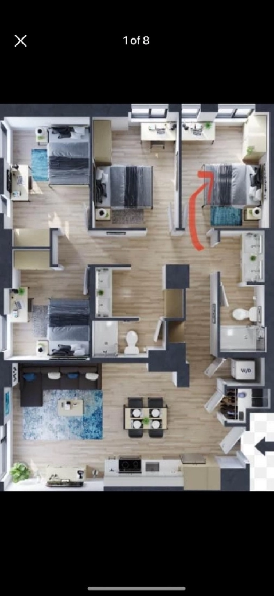 The revalie privite room in 4 bedroom, 2 bathroom unit Image# 1