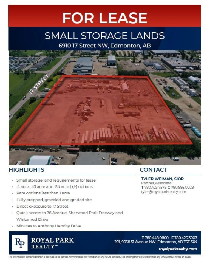 SMALL STORAGE OPTIONS FOR LEASE in Edmonton,AB - Land for Sale