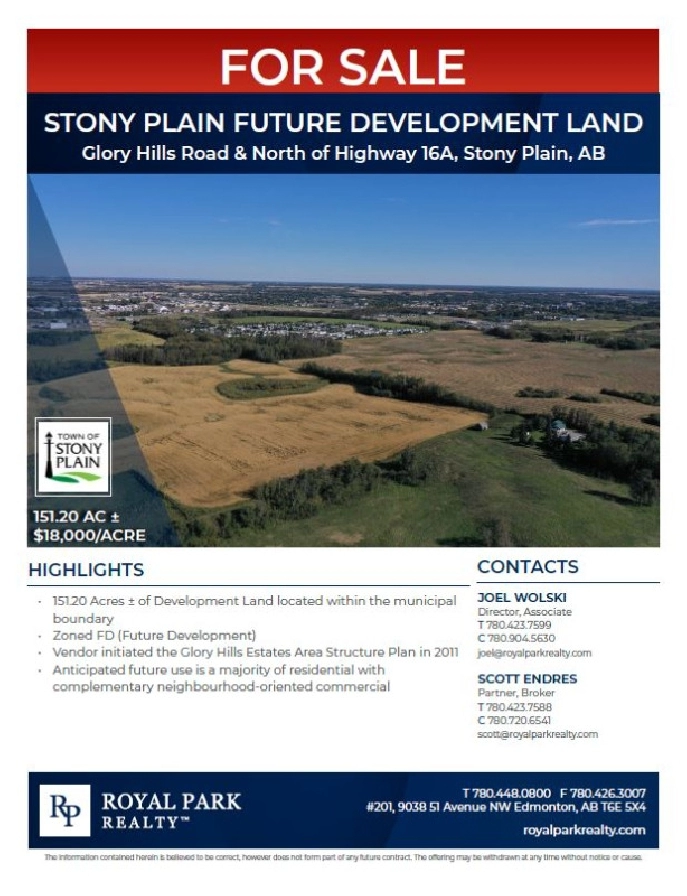 STONY PLAIN FUTURE DEVELOPMENT LAND in Edmonton,AB - Land for Sale