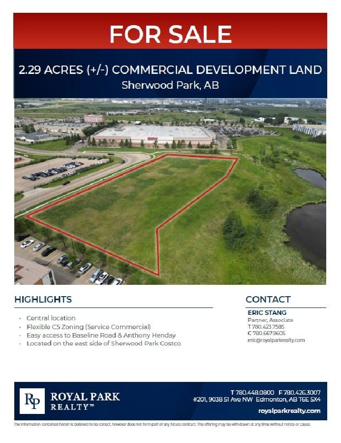 2.29 ACRES ( /) COMMERCIAL DEVELOPMENT LAND FOR SALE in Strathcona