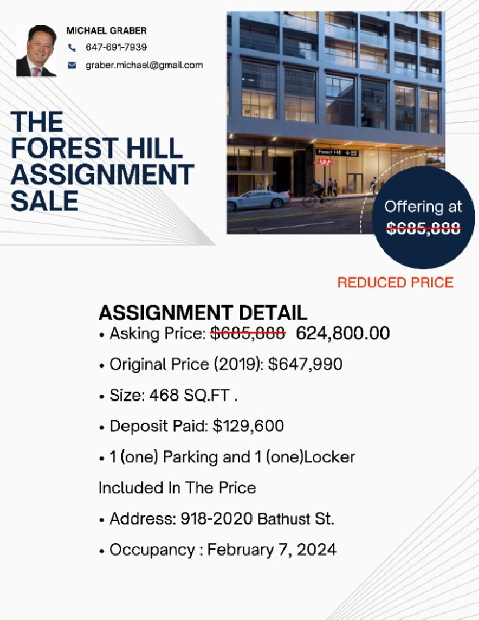 'BUYER ALERT- PRICE DROP-SELLER SELLING ASSIGNMENT AT LOSS' in City of Toronto,ON - Condos for Sale