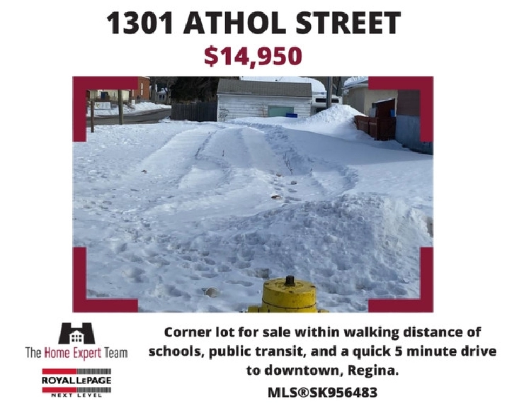 1301 Athol St - Corner Lot For Development In Washington Park in Regina,SK - Land for Sale