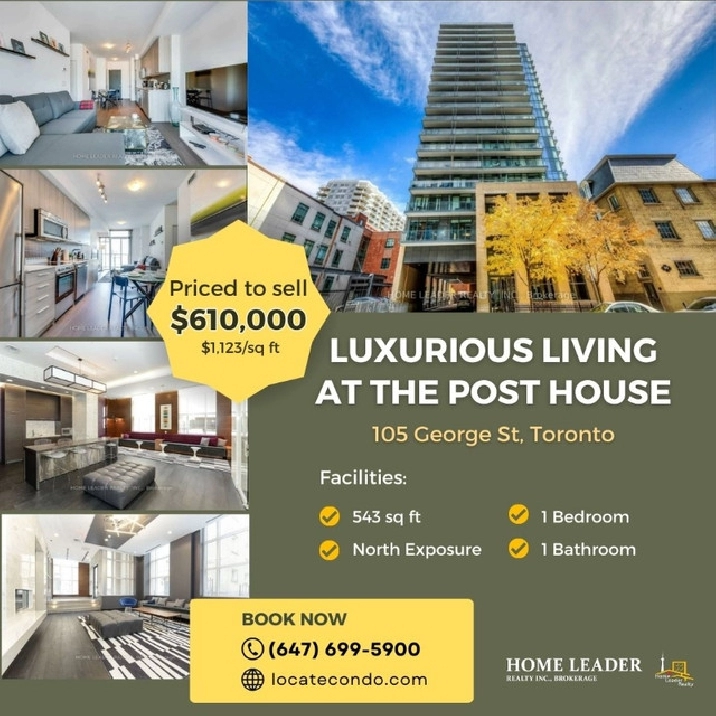 Amazing 1 Bedroom unit in post house in City of Toronto,ON - Condos for Sale