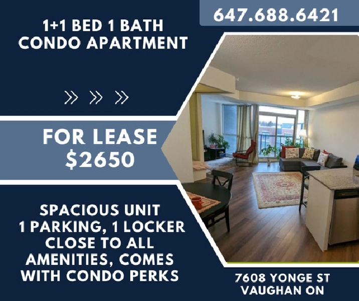 1 1 Bed 1 Bath Spacious Condo Apt for Rent in Vaughan in City of Toronto,ON - Apartments & Condos for Rent