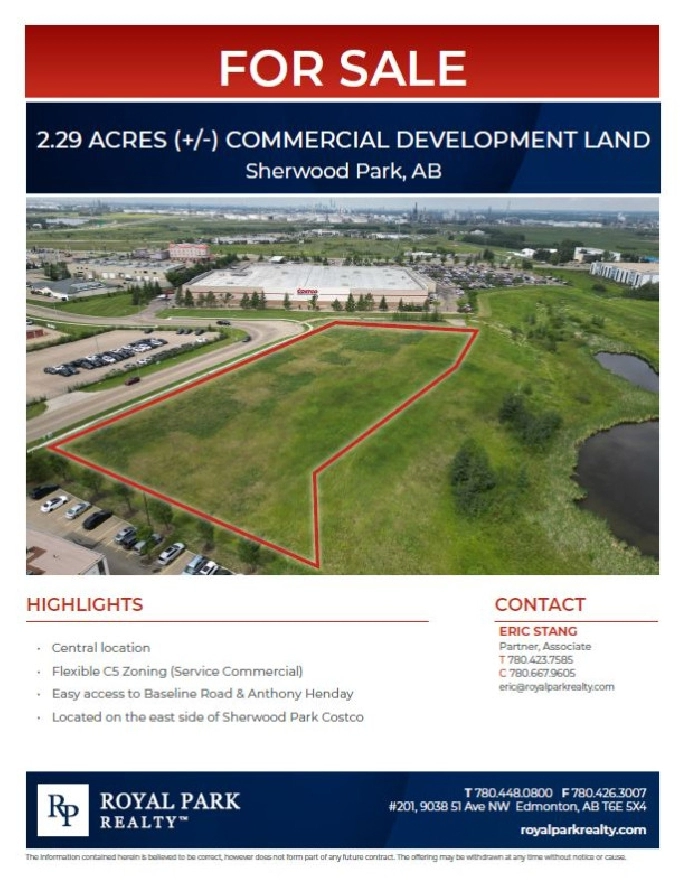 2.29 ACRES ( /-) COMMERCIAL DEVELOPMENT LAND FOR SALE in Edmonton,AB - Land for Sale