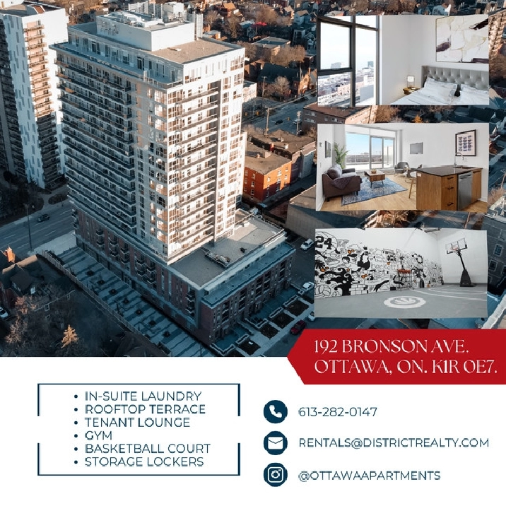 February - 2B 1b Penthouse Modern amenities & large common areas in Ottawa,ON - Apartments & Condos for Rent