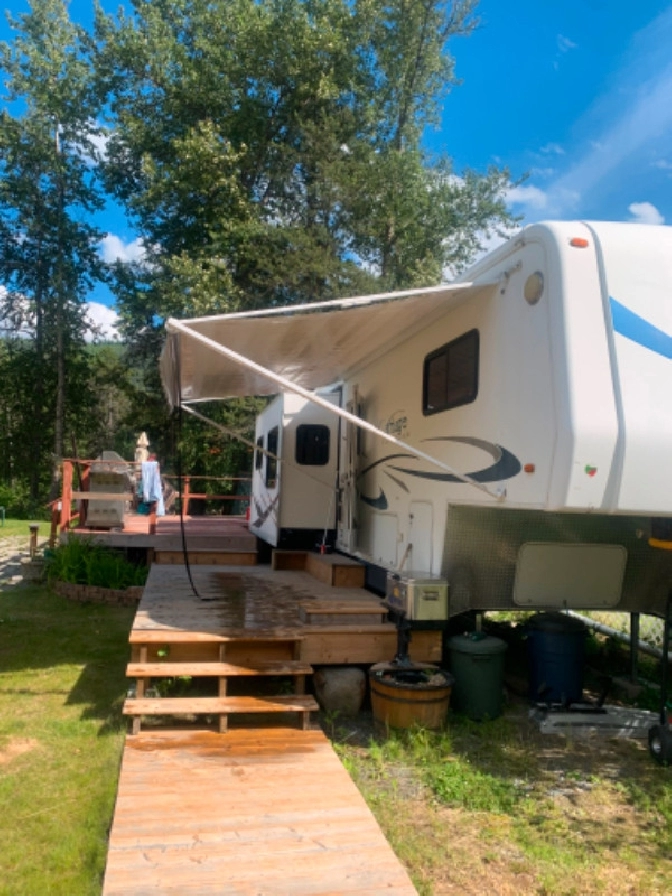 Seasonal RV Property Riverfront Lot and 5th Wheel Turnkey Moyie in