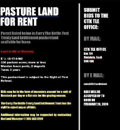 Pasture Lands available for rent in the RM of Wolseley Image# 1