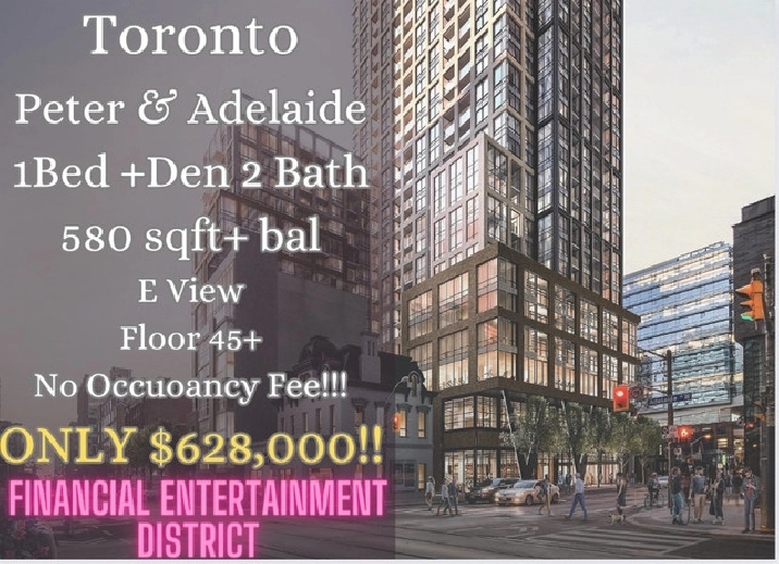 楼花转让 | Peter and Adelaid 1Bed Den 1 Bath ONLY $628,000!! in City of Toronto,ON - Condos for Sale