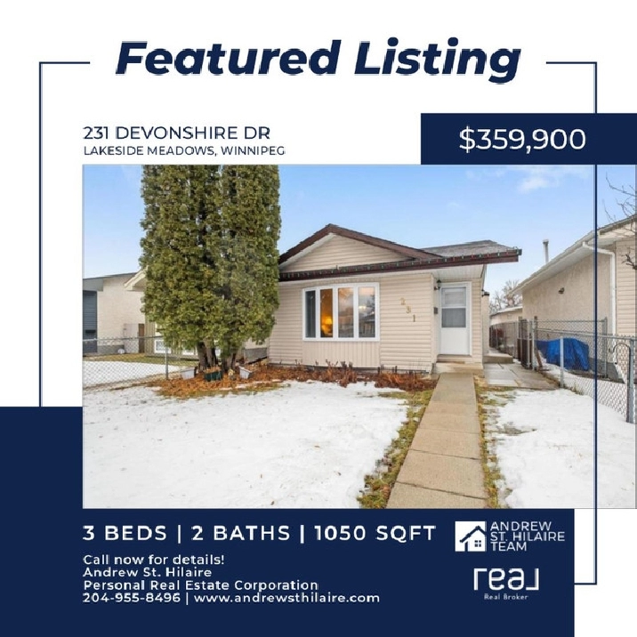 House For Sale in Lakeside Meadows, Winnipeg (202402980) in Winnipeg,MB - Houses for Sale