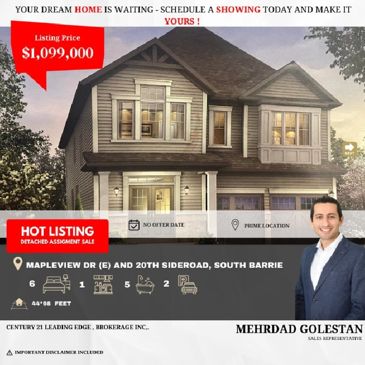Beautiful Detached Assignment Sale in Barrie in City of Toronto,ON - Houses for Sale