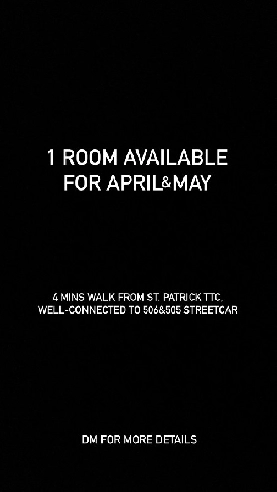April-May Toronto Downtown Rental (1 room) Image# 1