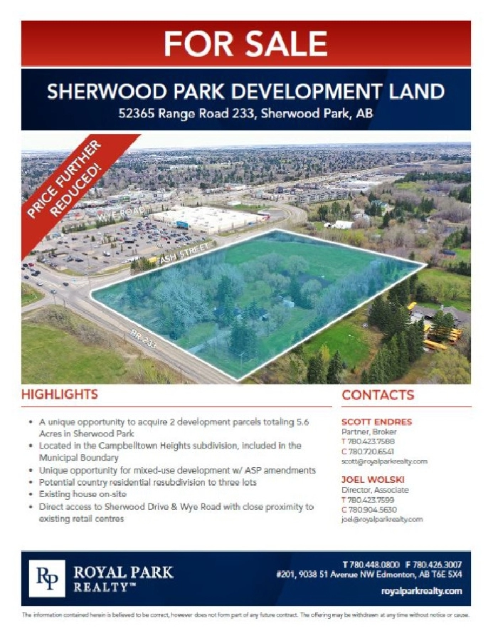 SHERWOOD PARK DEVELOPMENT LAND in Edmonton,AB - Land for Sale