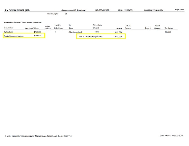 Land for Sale by Tender RM of Excelsior No. 166 Herbert Area in