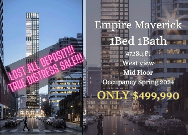 DISTRESS SALE EMPIRE MAVERICK 1 Bed 1 Bath ONLY $499K!! in City of Toronto,ON - Houses for Sale