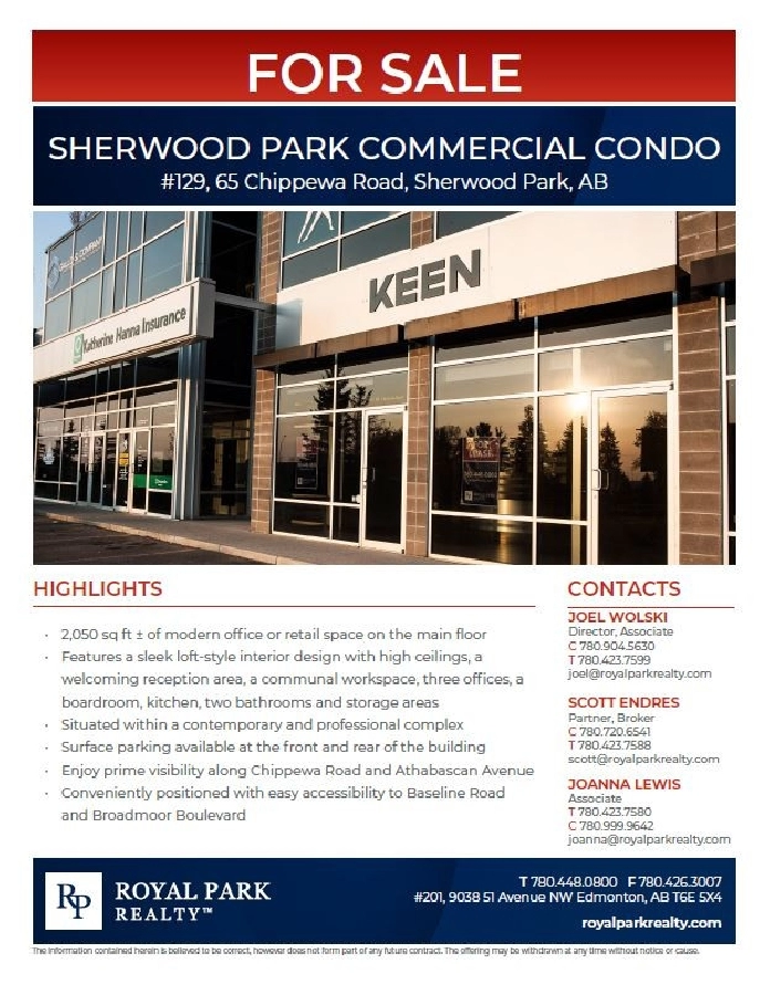 SHERWOOD PARK COMMERCIAL CONDO in Strathcona County,AB Commercial