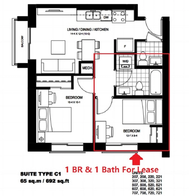 1 Bedroom 251 Hemlock Waterloo Condo for Lease Rent UW WLU 5.1 in