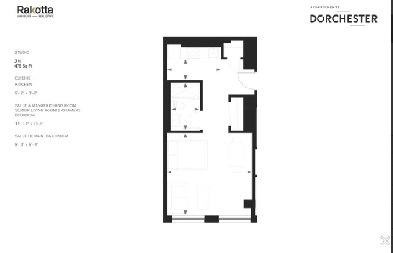 2 1/2 studio apartment in downtown Montreal (475 sqft) Image# 1