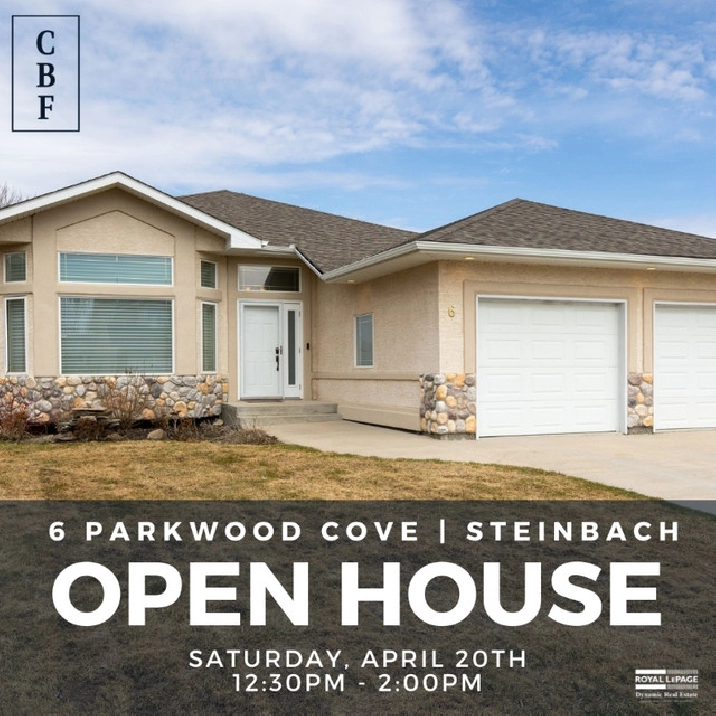 OPEN HOUSE, SAT, APRIL 20, 12:30-2PM. 6 Parkwood Cove, Steinbach in Winnipeg,MB - Houses for Sale