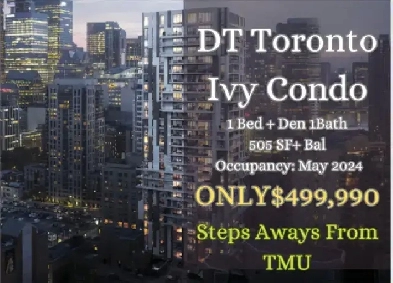 DT Toronto High Floor IVY Condo 1Bed  Den 1Bath ONLY $499,990!! Image# 1