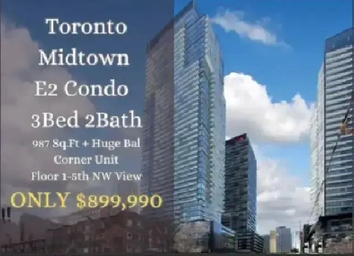 楼花转让 | E2 Condo 3Bed 2 Bath Corner Unit ONLY $ 899,990! Image# 2