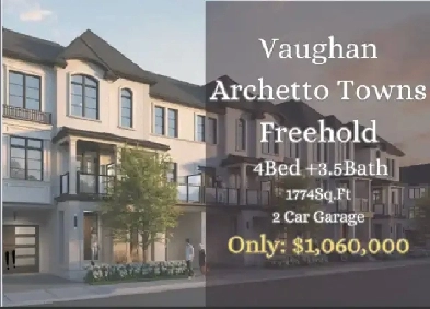 Selling 30k Loss! 3-Story Freehold Townhouse in Vaughan 4B 3.5B Image# 1