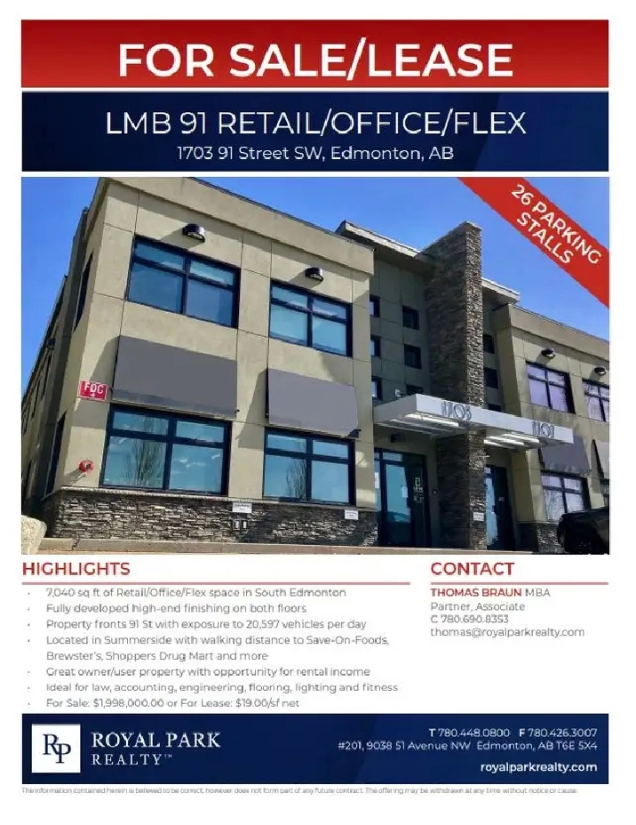 LMB 91 RETAIL/OFFICE FLEX FOR SALE OR LEASE in Edmonton,AB - Commercial ...