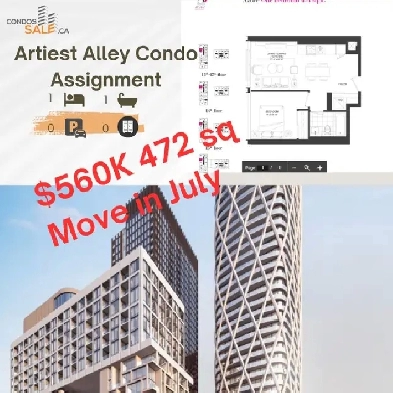 Artiest Alley Condo 1 Bed 472sq for sale ：楼花转让 Image# 1