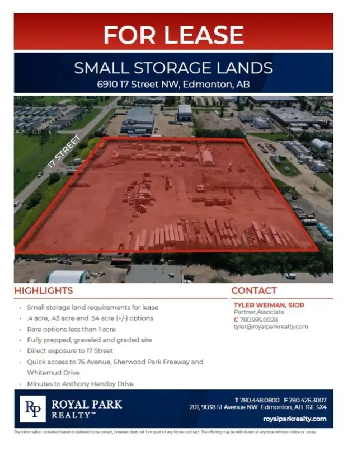 SMALL STORAGE LANDS in Edmonton,AB - Land for Sale