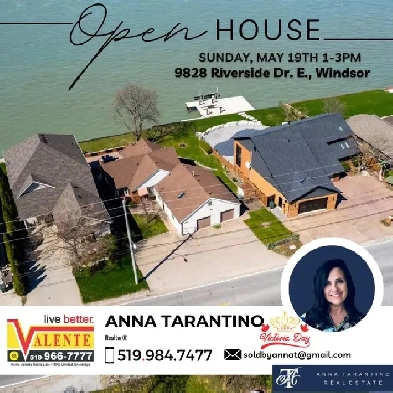 OPEN HOUSE SUNDAY MAY 19th 1-3pm 9828 Riverside E, Windsor ON Image# 1