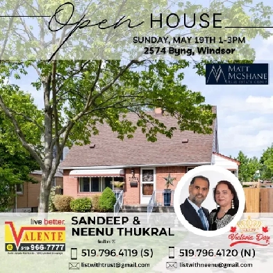 OPEN HOUSE SUNDAY MAY 19th 1-3pm 2574 Byng, Windsor ON Image# 1