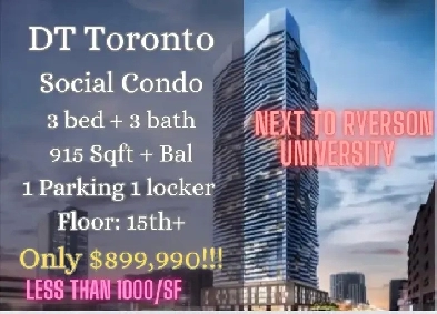 Social Condo Assignment 3B 3B WITH PARKING & LOCKER ONLY $899K Image# 1