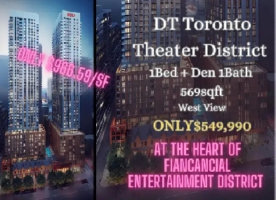 DT Toronto 1B Den 1B Theater District Assignment ONLY $549k Image# 1