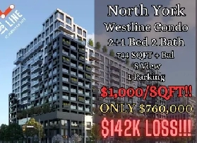 SELLING AT $142K LOSS! North York Westline Condo 2 1B ONLY $760K Image# 1