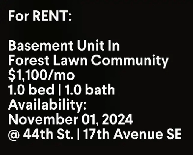 For RENT: Basement Unit In Forest Lawn Community Image# 1