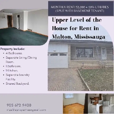 Upper Level of The House For Rent in Malton Image# 1