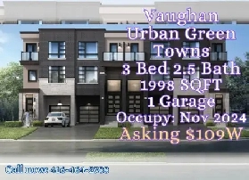 Free Hold brand new townhouse！Vaughan-Urban Green Towns
